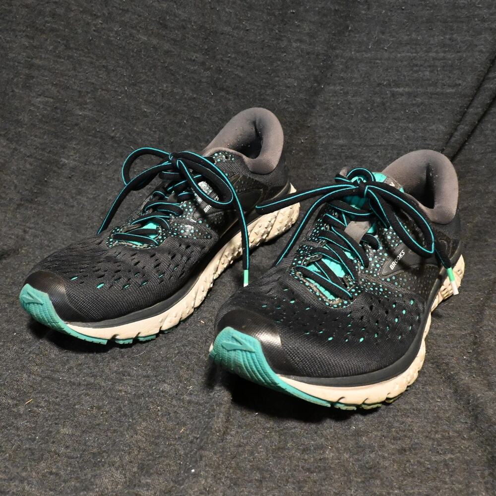 Brooks Women's 7.5 B Glycerin 16 Running Shoes Sneakers Trainers Black & Teal